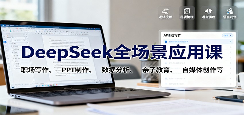 DeepSeek全场景应用课:职场写作、 PPT制作、数据分析、亲子教育、自媒体创作等-昕妈·摇钱树