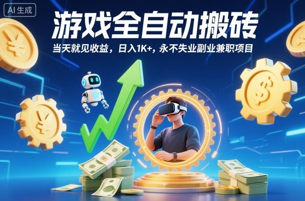 游戏全自动搬砖,当天就见收益,日入1K+,永不失业副业兼职项目【揭秘】-昕妈·摇钱树