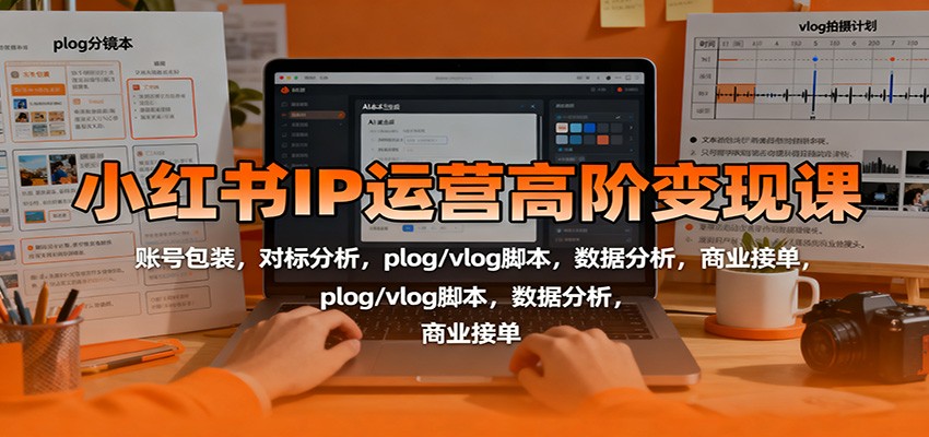 小红书IP运营高阶变现课:账号包装,对标分析,plog/vlog脚本,数据分析,商业接单-昕妈·摇钱树