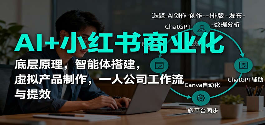 AI+小红书商业化，底层原理，智能体搭建，虚拟产品制作，一人公司工作流与提效-昕妈·摇钱树