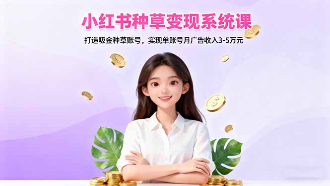 小红书种草变现系统课:打造吸金种草账号,实现单账号月广告收入3-5万元-昕妈·摇钱树