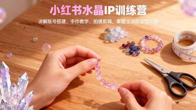 小红书水晶IP训练营，讲解账号搭建、手作教学、拍摄剪辑，全流程运营技能-昕妈·摇钱树