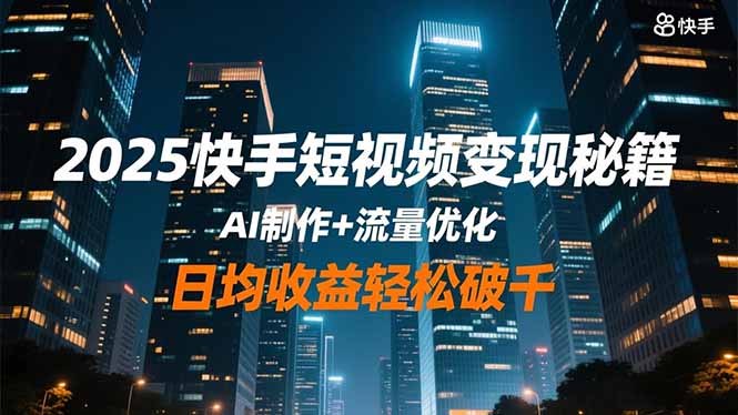 2025快手短视频变现秘籍,AI制作+流量优化,日均收益轻松破千-昕妈·摇钱树