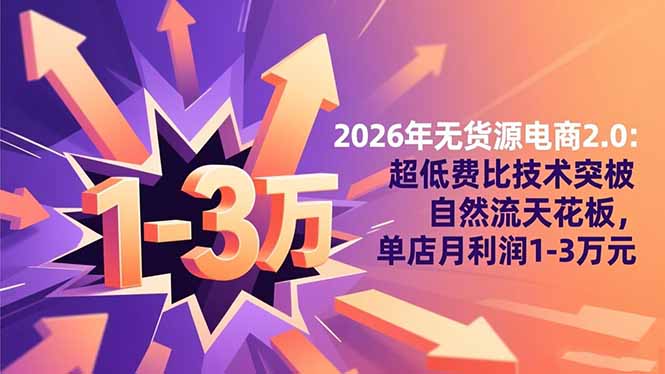2026年无货源电商2.0:超低费比技术突破自然流天花板,单店月利润1-3万元-昕妈·摇钱树