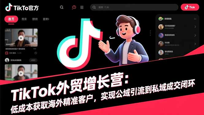 TikTok外贸增长营:低成本获取海外精准客户,实现公域引流到私域成交闭环-昕妈·摇钱树