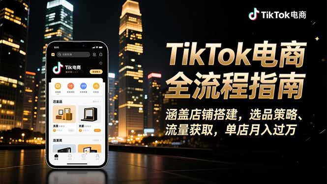 TikTok电商全流程指南,涵盖店铺搭建、选品策略、流量获取,单店月入过万-昕妈·摇钱树