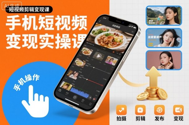 手机短视频变现实操课,短视频剪辑变现课-昕妈·摇钱树