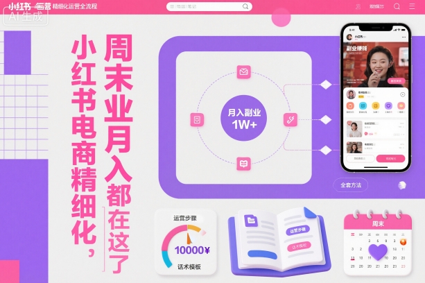 小红书电商精细化运营全流程,周末副业月入1W+,全套方法都在这了-昕妈·摇钱树