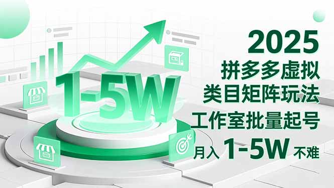 2025 拼多多虚拟类目矩阵玩法,工作室批量起号,月入 1-5W 不难-昕妈·摇钱树